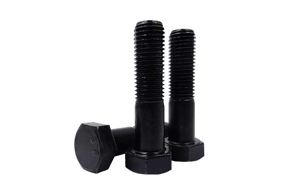 Three oxidized black, half-threaded DIN931 Bolts