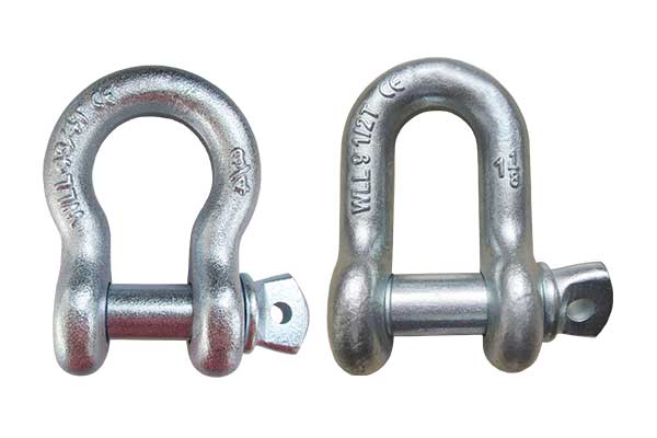 Two carbon steel electro-galvanized shackles