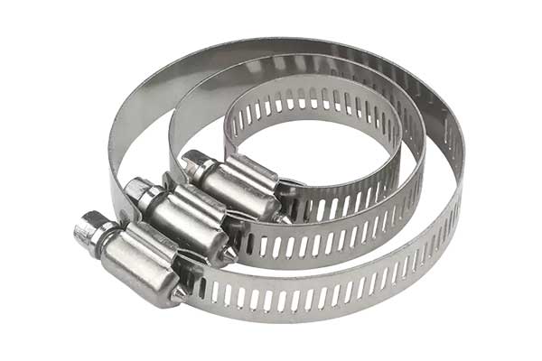 Three electro-galvanized American Style All Stainless Steel Hose Clamps