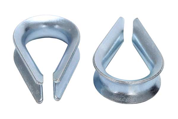 Two carbon steel wire rope thimbles