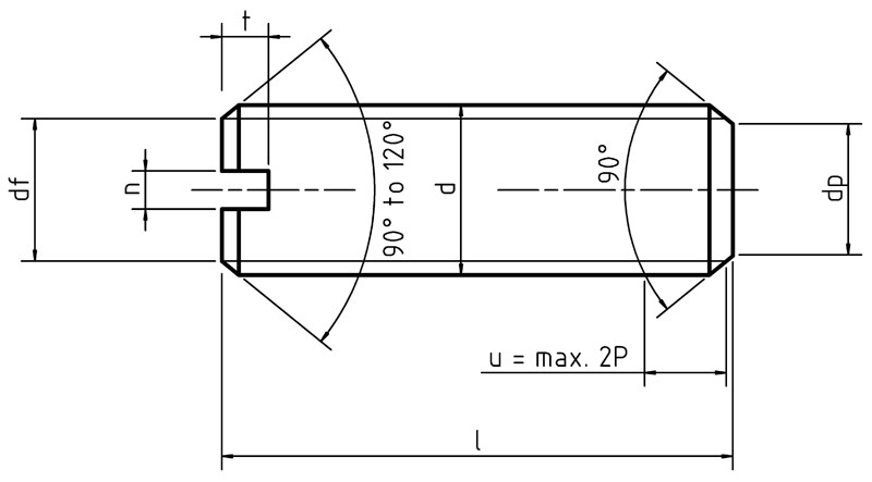 DIN551 Slotted Set Screws black and white sample