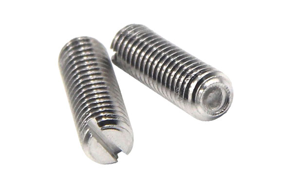 Two DIN438 slotted set screw with cup point