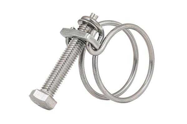 An electro-galvanized silver-white double wire hose clamp