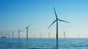 Offshore wind turbines in calm water