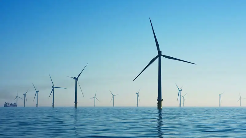 Offshore wind turbines in calm water